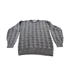 Vintage Sears Roebuck Men Large Gray Textured Knit Sweater USA Made Crewneck Y2K